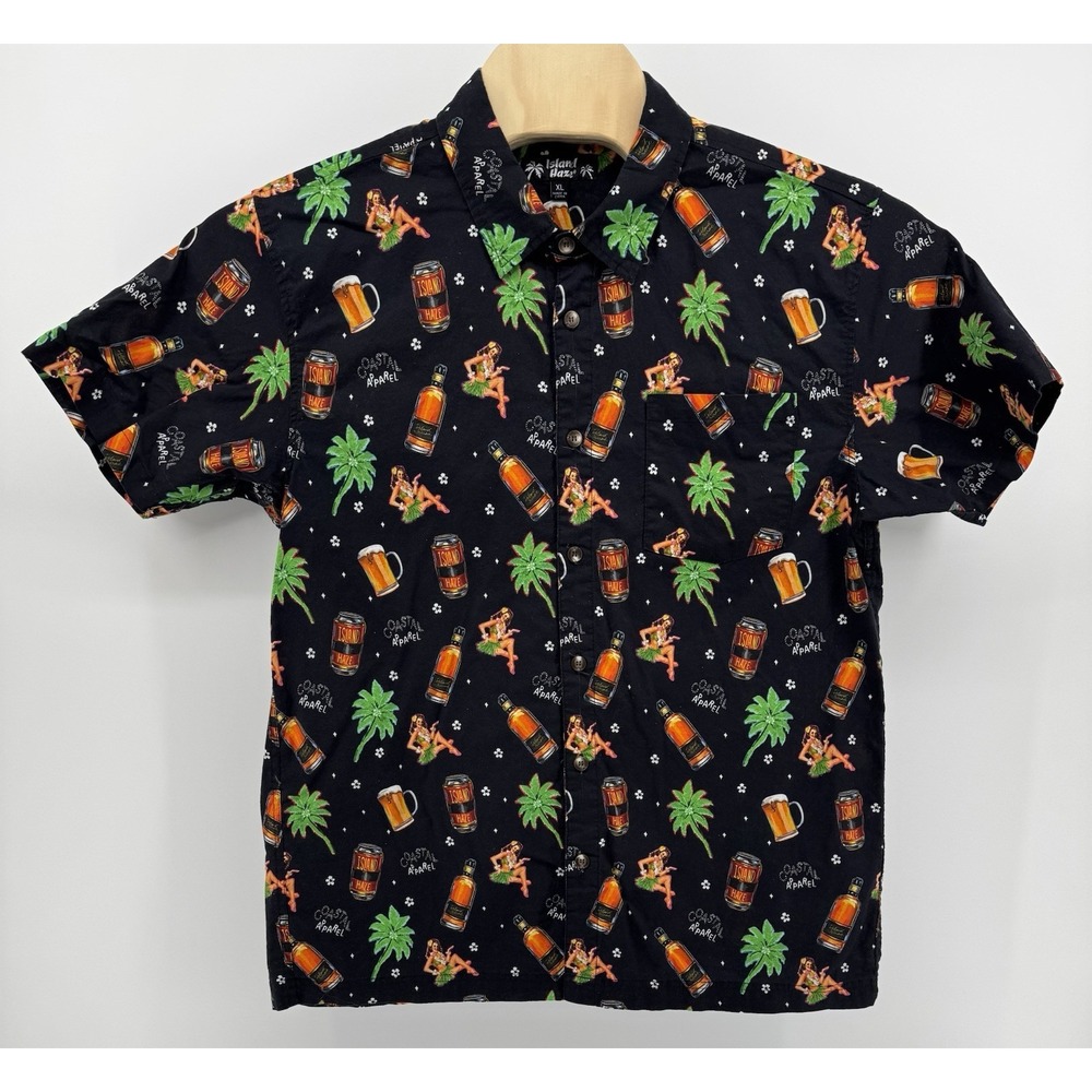 Island Haze Hawaiian Shirt Men's Size XL Cotton Floral Hula Tropical Aloha